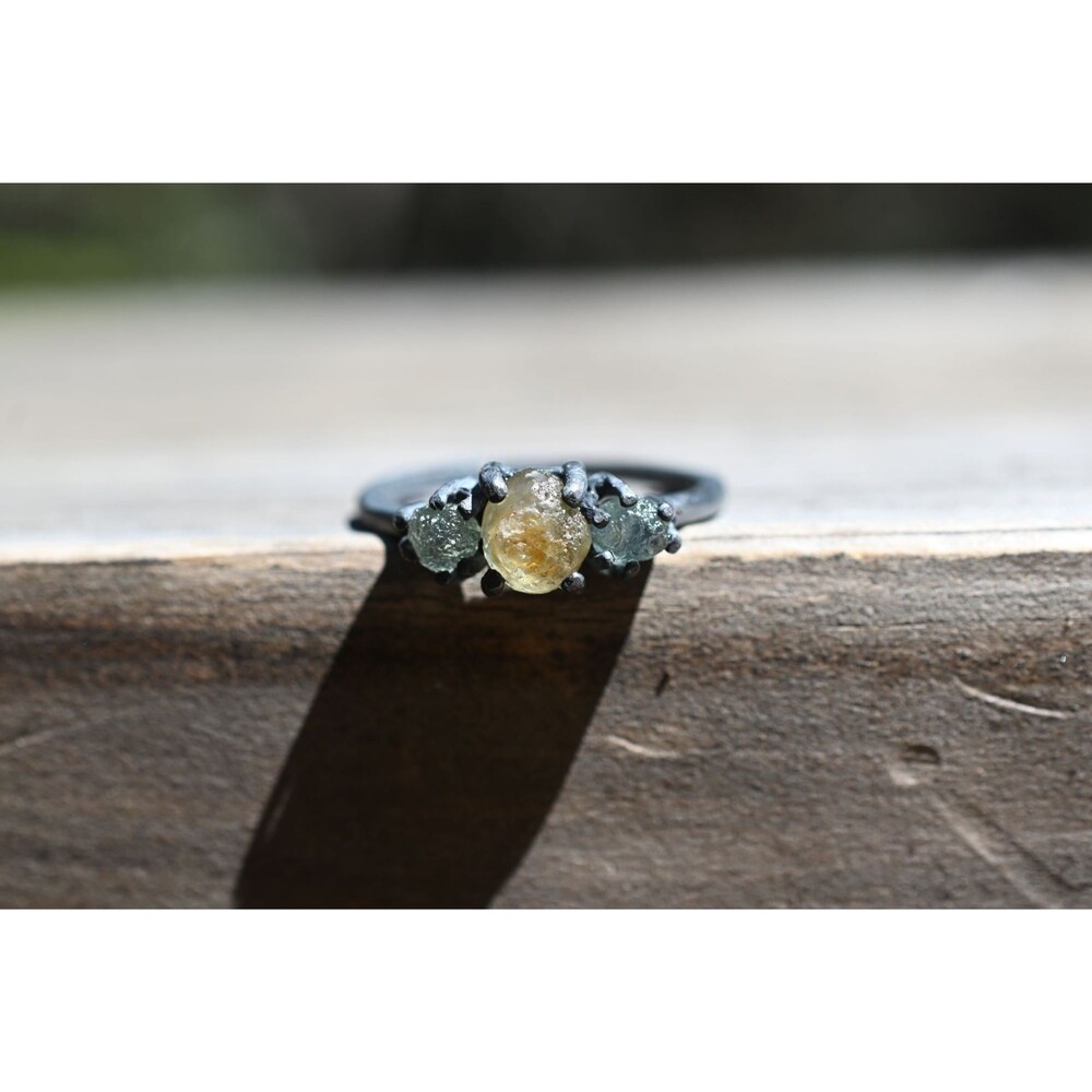 Unique sapphire  ring, alternative engagement ring, raw gemstone ring, jewelry f